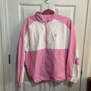 Playboy Pink and White Zip-Up Jacket